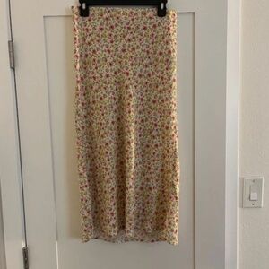 maison d'amelie‎ Italy floral yellow and pink midi skirt size 6